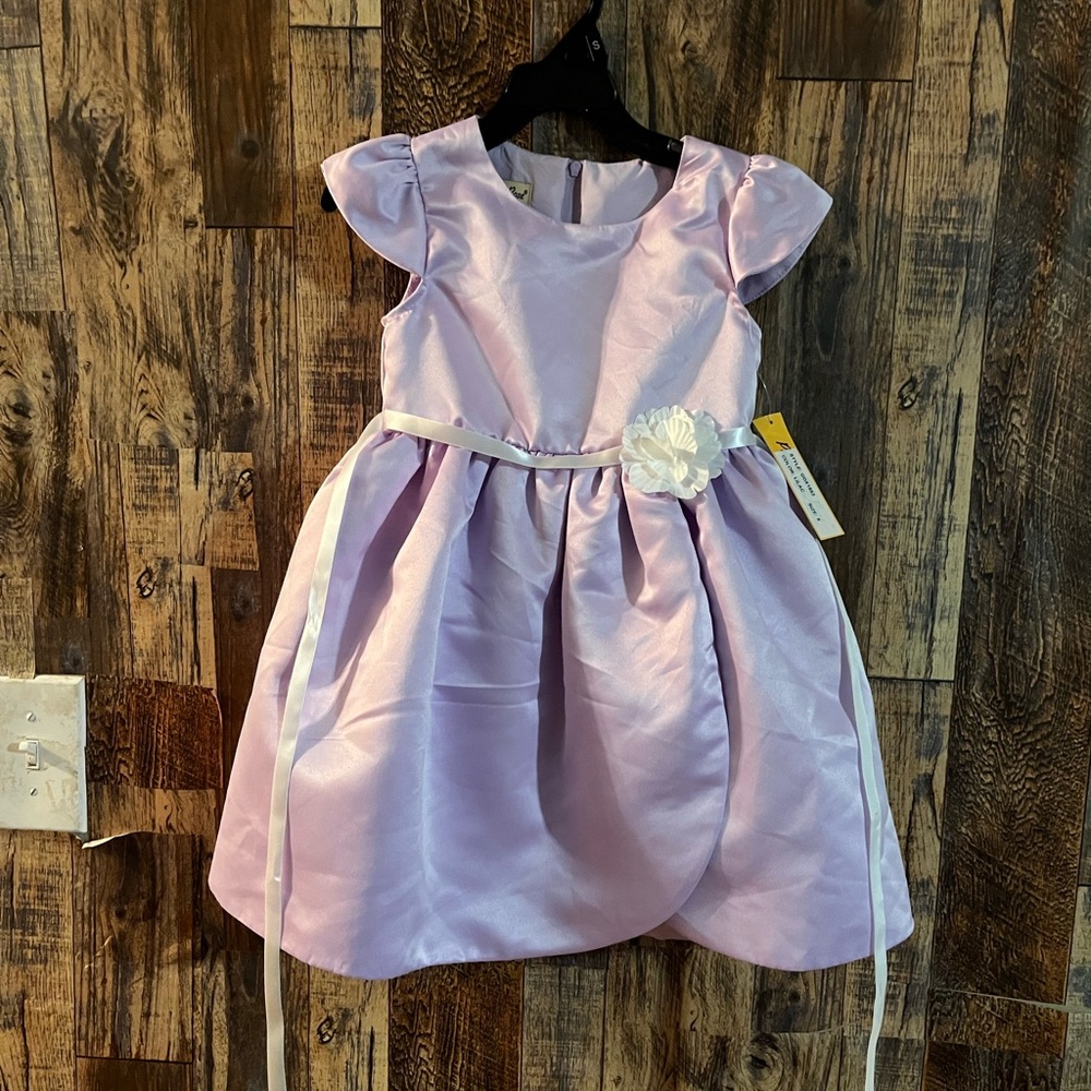NWT Purple Rose girls purple satin dress size 5